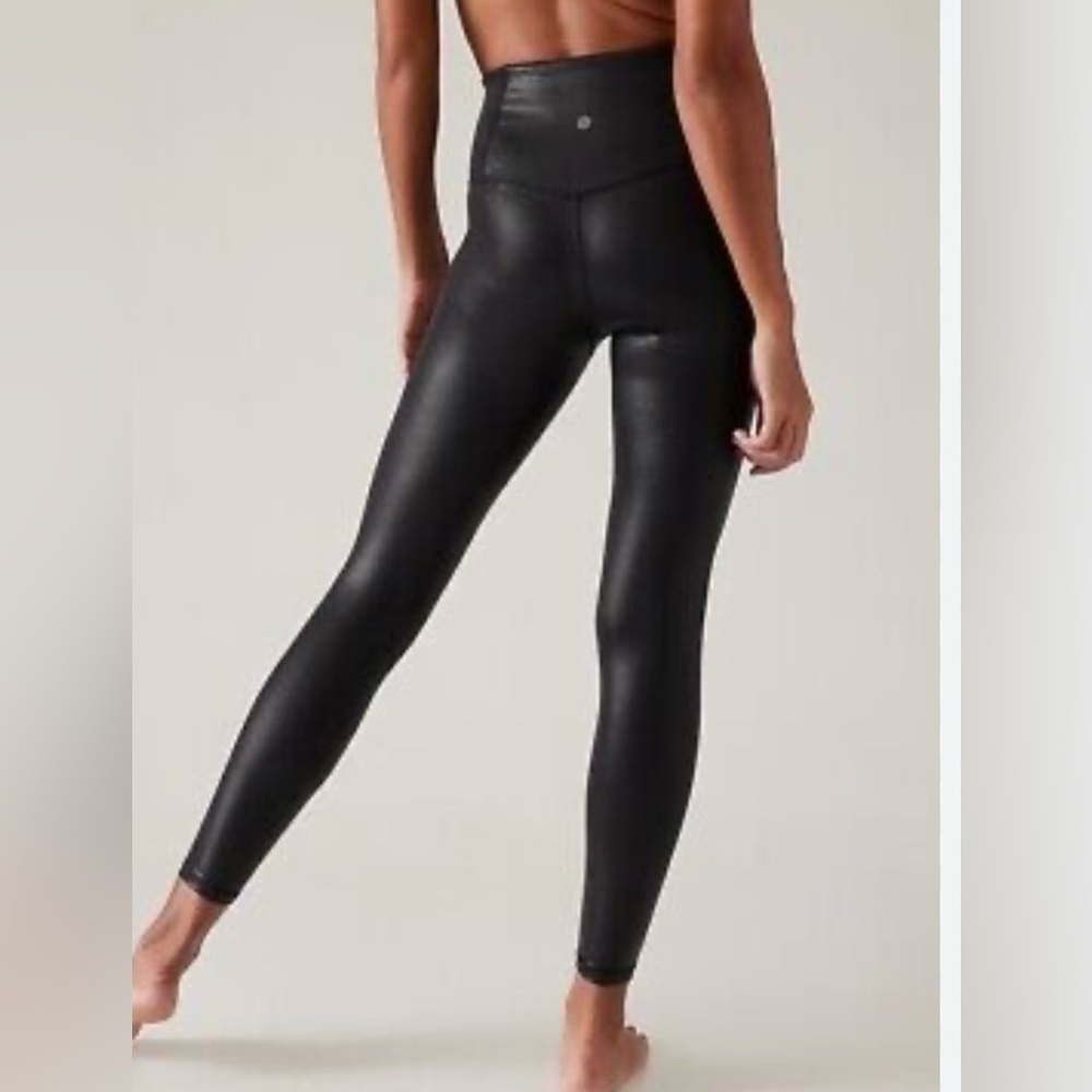 Athleta Elation Shimme Black Leggings Large Petite Shiny High Rise Tight New